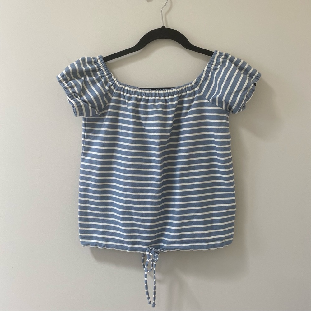 Madewell Striped Boxy Top - Adjustable Tie Waist